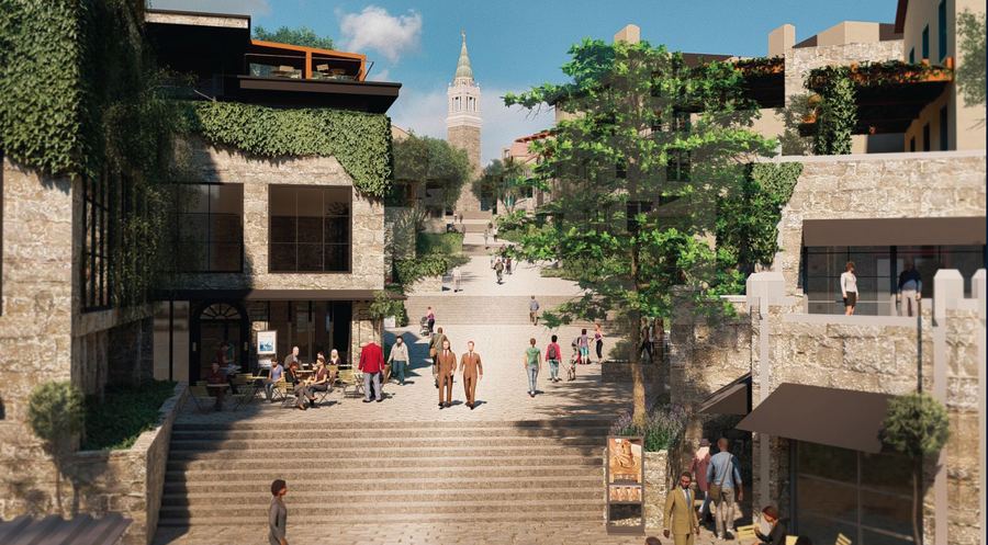 Pedestrian street through a stone village
